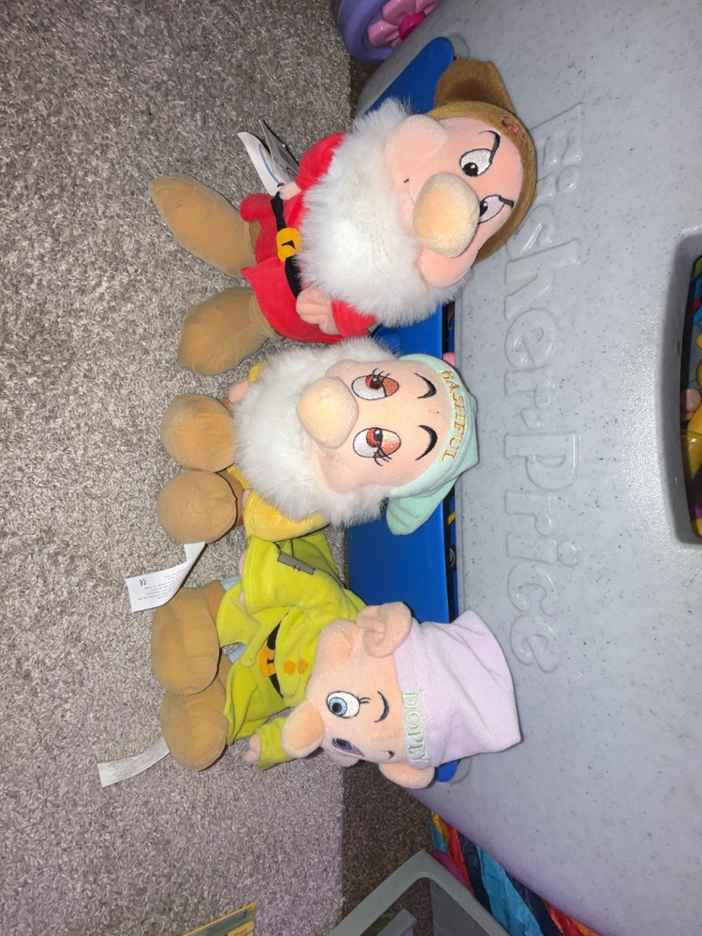 Disney Plush Dwarf Set - Red, Yellow, Green, Pink Hats